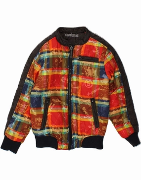 DESIGUAL Boys Graphic Reversible Jacket 5-6 Years Red Check Polyester Daily Chill NonIrritating Tagless Neck