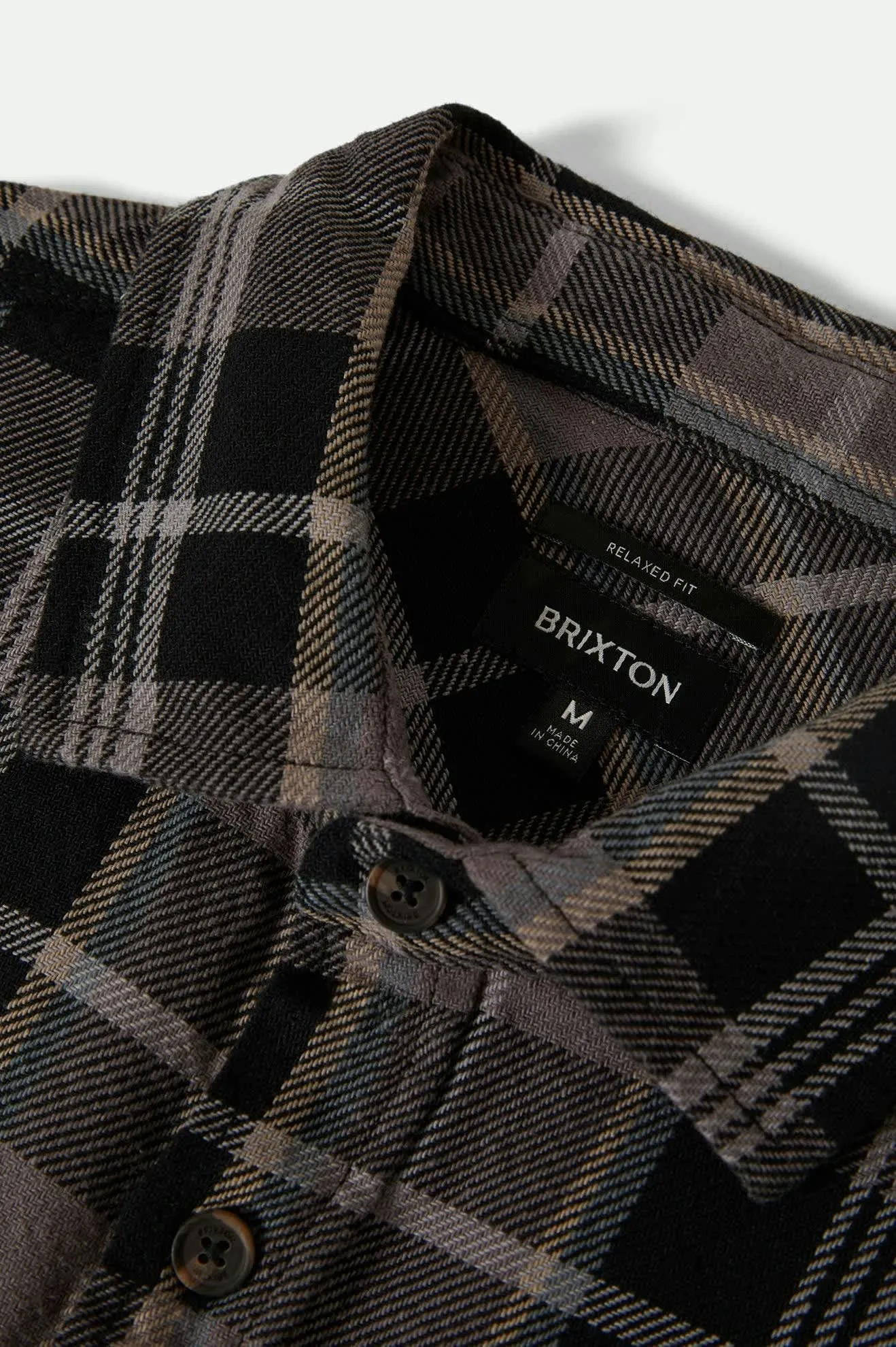 Vintage Wash Flannel - Black/Charcoal Beige/Slate Functional Pocket