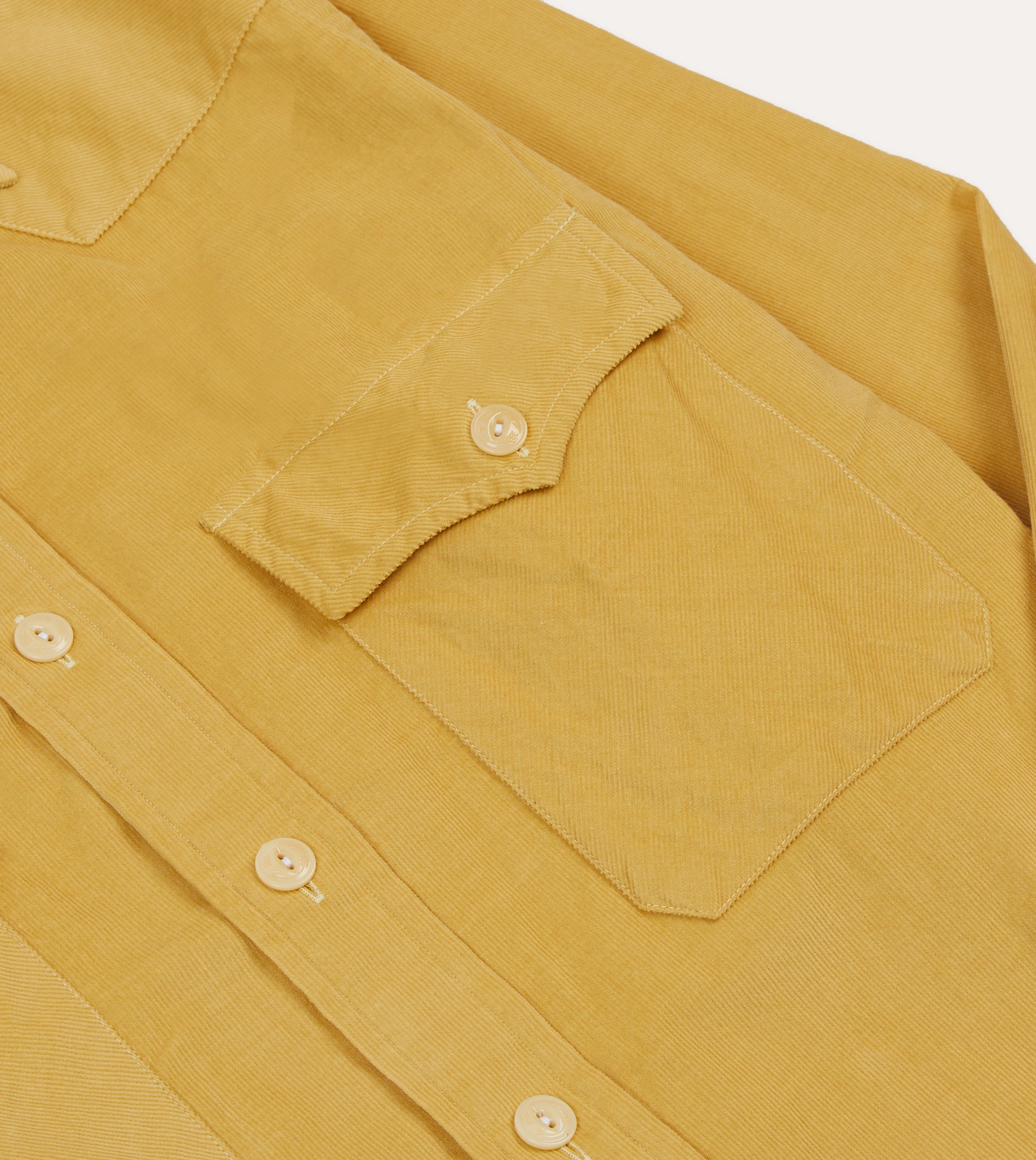 Sustainable Weave Reinforced Elbow Patches Yellow Corduroy Two-Pocket Western Shirt