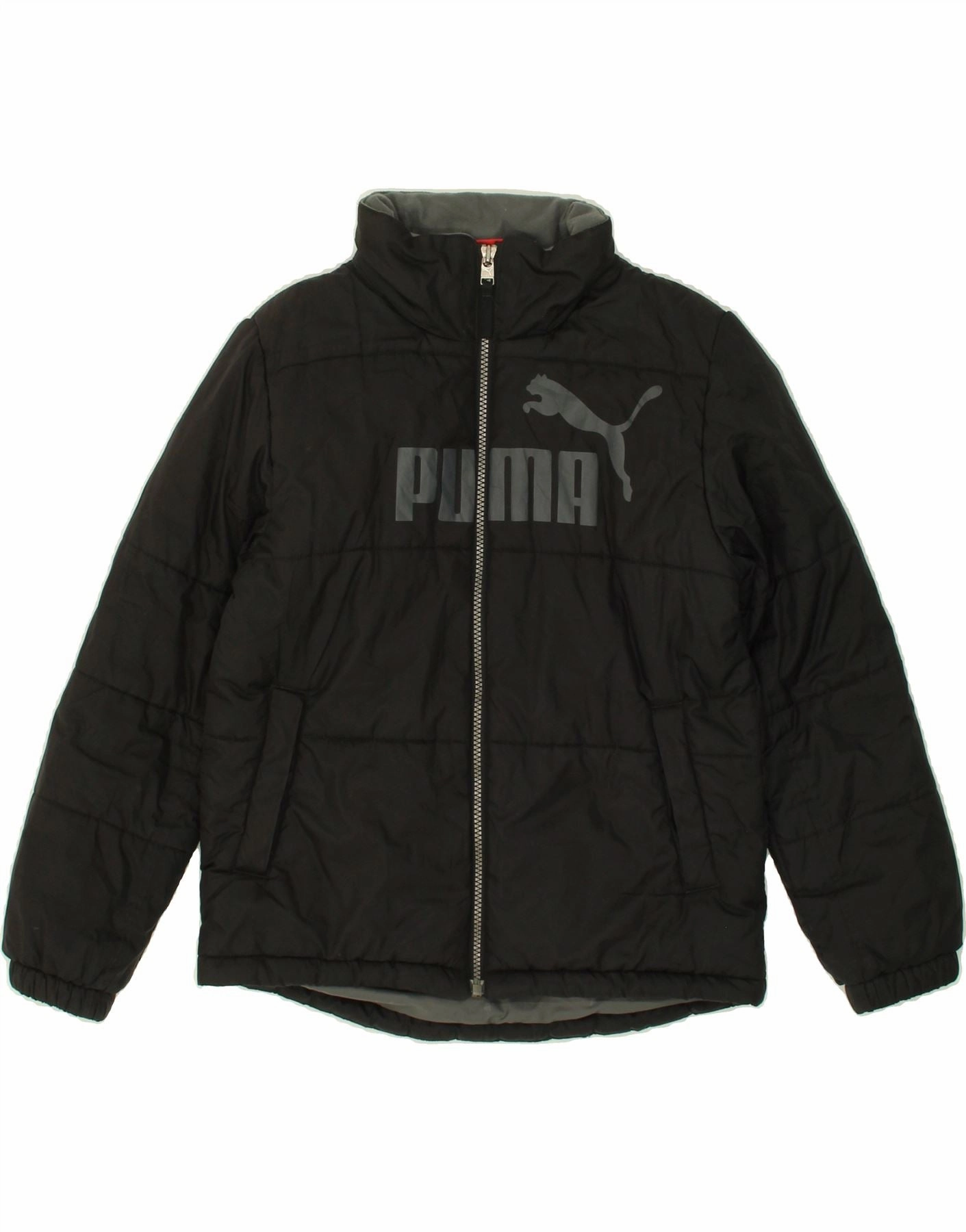 PUMA Boys Graphic Padded Jacket 9-10 Years Black Light Reflective Trims